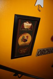 Framed Country-Style Folk Art Print  Rooster With Basket Of Eggs