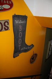 Wooden Boot-Shaped Hanging Sign  Walkers Boot And Shoe Repair