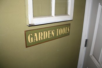 GARDEN TOOLS Decorative Metal Wall Sign  Rustic Green