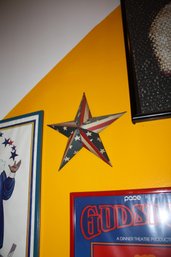 Americana Metal Barn Star With Distressed Red, White, And Blue Flag Design