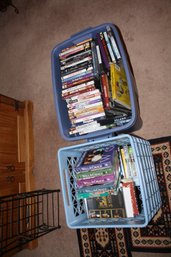 Assorted DVD Movie And TV Series Collection In Blue Storage Crate Unknown Which Have Disks