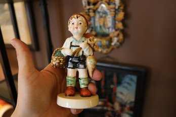 Vintage Hand-Painted Porcelain Boy With Basket And Turnips Figurine Made In Occupied Japan