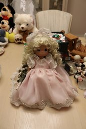 Precious Moments Doll Maker Pink Satin Gown Doll