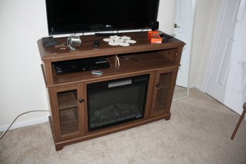 TV Stand With Built-In Electric Fireplace Heater And Remote Untested