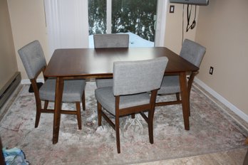 Recently Purchased Walnut Dining Table And Gray Tufted Chair Set With 12-13 Inch Leaf