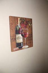 Framed Still Life Wine Bottle And Glass Wall Art