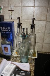 Glass Oil And Vinegar Dispenser Set With Stainless Steel Spouts