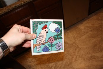 Ceramic Cockatoo Decorative Tile Trivet