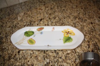 Hand-Painted Porcelain Serving Platter With Botanical Design L Godinger & Co