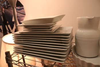 White Square Porcelain Dinner Plates
