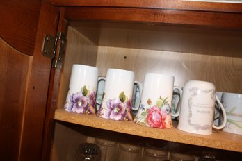 Vintage-Style Porcelain Floral And Grandma Souvenir Mugs