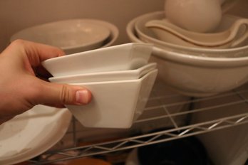 Crate & Barrel White Square Porcelain Dip Bowls