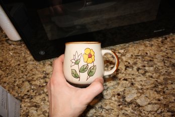 Vintage Stoneware Mug With Multicolor Floral Motif 1960s70s