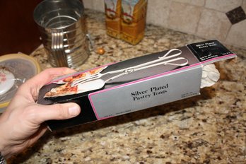 GSA NY Silver-Plated Scissor-Style Pastry Tongs