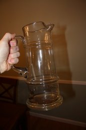 Mid-Century Modern Clear Glass Bamboo Pattern Pitcher