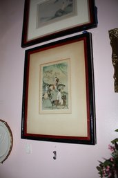 Vintage Chinese Silk Painting Of Women On Horseback