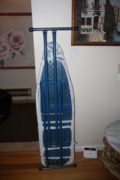 Freestanding Adjustable Ironing Board With Patterned Blue Cover