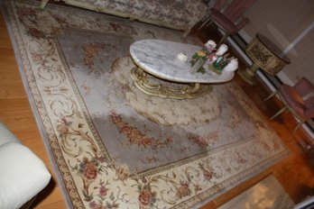 Chateau Provence Aubusson-Style Hand-Woven Wool Area Rug With Silk Highlights 7.9x9.9