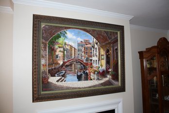Archway To Venice Framed Enhanced Serigraph On Canvas By S. Sam Park Signed And Numbered