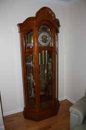 Beautiful Howard Miller Grandfather Floor Clock Model 610-844 With Curio Display Untested