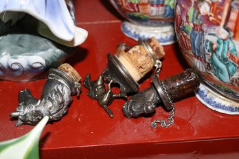 Figural Metal Wine Bottle Cork Stoppers With Horse Head And Knight Figures