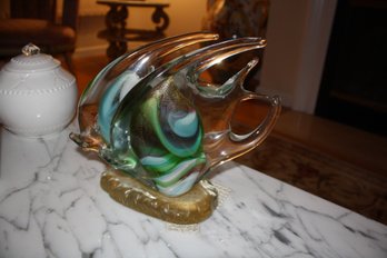 Vintage Murano Style Sommerso Art Glass Fish Sculpture