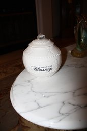Young's Inc. Count Your Blessings White Ceramic Lidded Jar