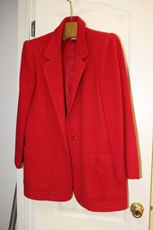 Boston Tailored Red Wool Blend Single Button Blazer