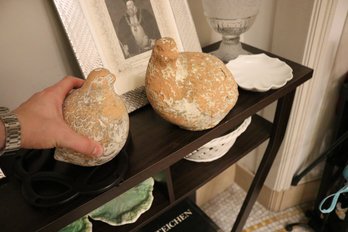Distressed Terracotta Quail Figurine Decorative Accent