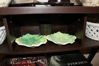 Cabbage Leaf Serving Bowl Pair