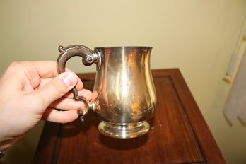 Georgian Style Silver Plated Tankard With Scroll Handle