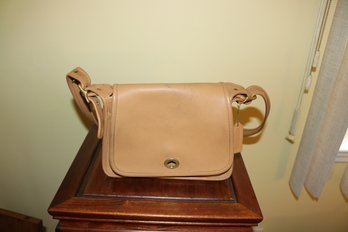Coach British Tan Leather Turn Lock Shoulder Bag