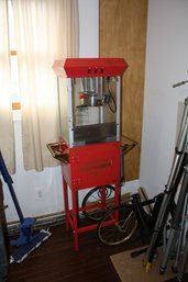 Red Commercial Popcorn Machine Cart With 8oz Kettle Untested
