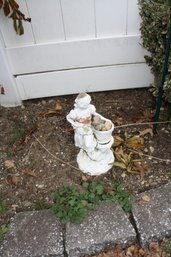 Vintage Garden Maiden Statue With Basket Planter
