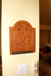 Wooden Quartz Wall Clock Floral Carved Design
