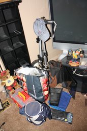 Golf Lot Disc Golf Cart Setup With Accessories And Storage Bags