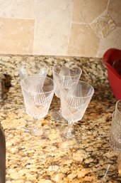 Set Of 4 Combourg Cut Crystal Wine Glasses