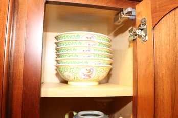 Yellow Famille Rose Dragon Design Porcelain Bowls
