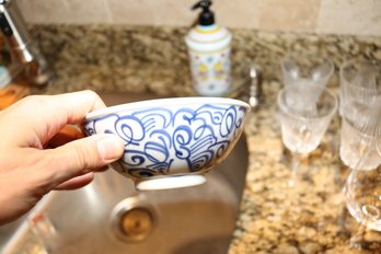 Canton Express Blue White Abstract Porcelain Serving Bowl