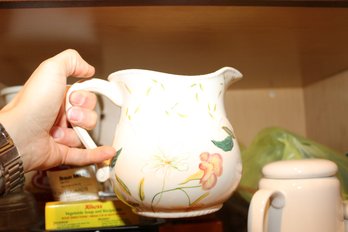 Harry And David Floral Ceramic Pitcher With Pastel Daisy Chain Design