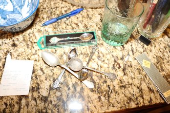 Vintage International Souvenir Spoons With Travel Themed Designs