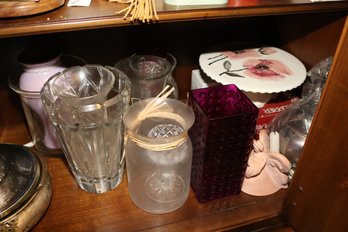 Decorative Glass Vase Collection With Textured Purple Accent
