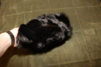 Black Mink Fur Cossack Style Pillbox Hat