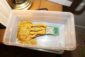 Gold Metallic Decorative Cord With Tassel Trim Accents
