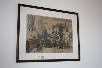 The First Of September, Depicting Figures Gathered In A Detailed 19th-century Interior Setting Lithograph