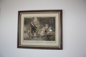 A Tug Of War Framed Black And White Lithograph Fred Morgan