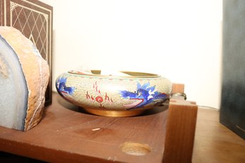 Chinese Cloisonn Dragon Motif Enamel Decorative Bowl