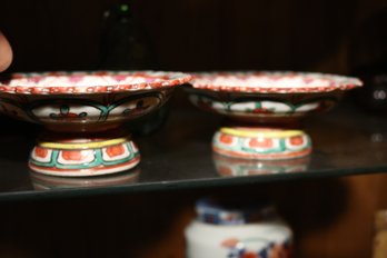Chinese Bencharong Famille Rose Footed Tazza Cups