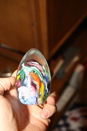 Handcrafted Art Glass Egg Millefiori Paperweight