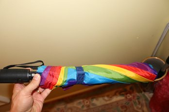 Rainbow Folding Auto Open Textured Handle Umbrella